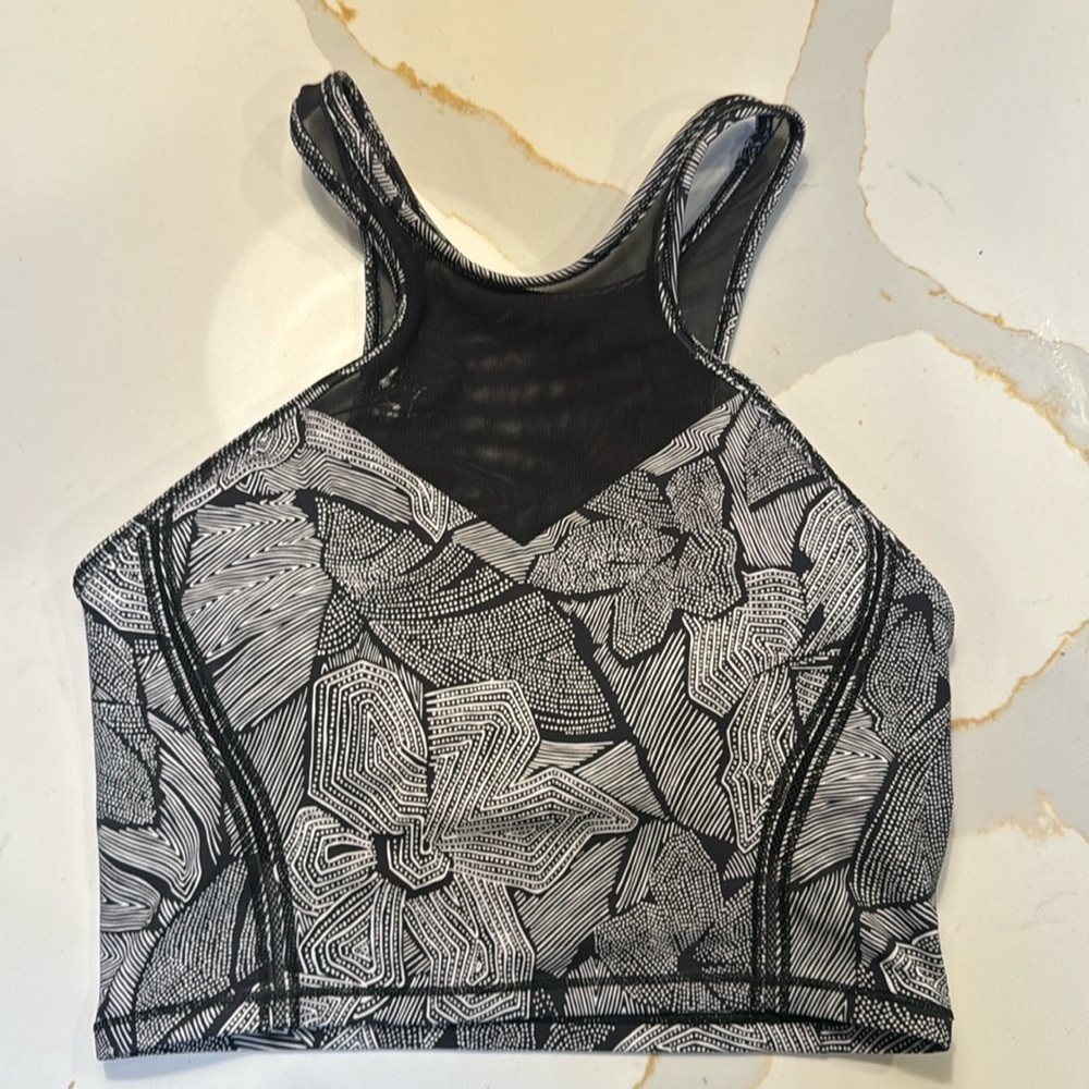 Lululemon Sports Bra Get It Om Mini Dottie Tribu Mesh High Neck Size 6